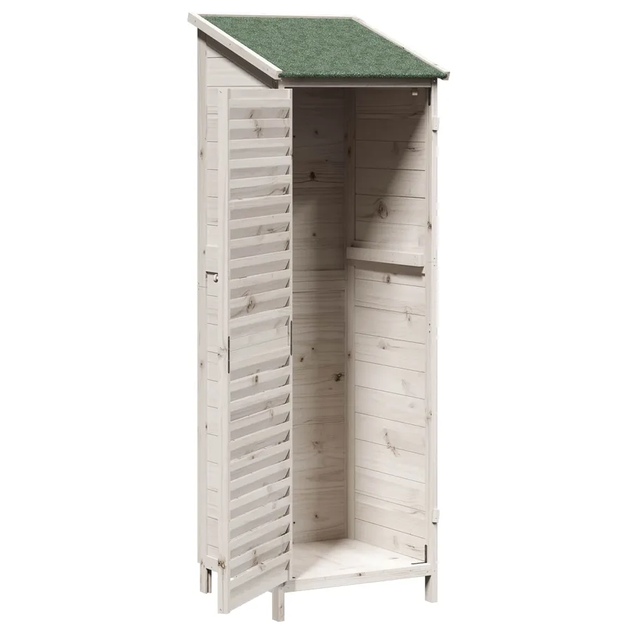 Abri de jardin Blanc 59 x 56 x 176 cm Bois de Sapin Massif - 4
