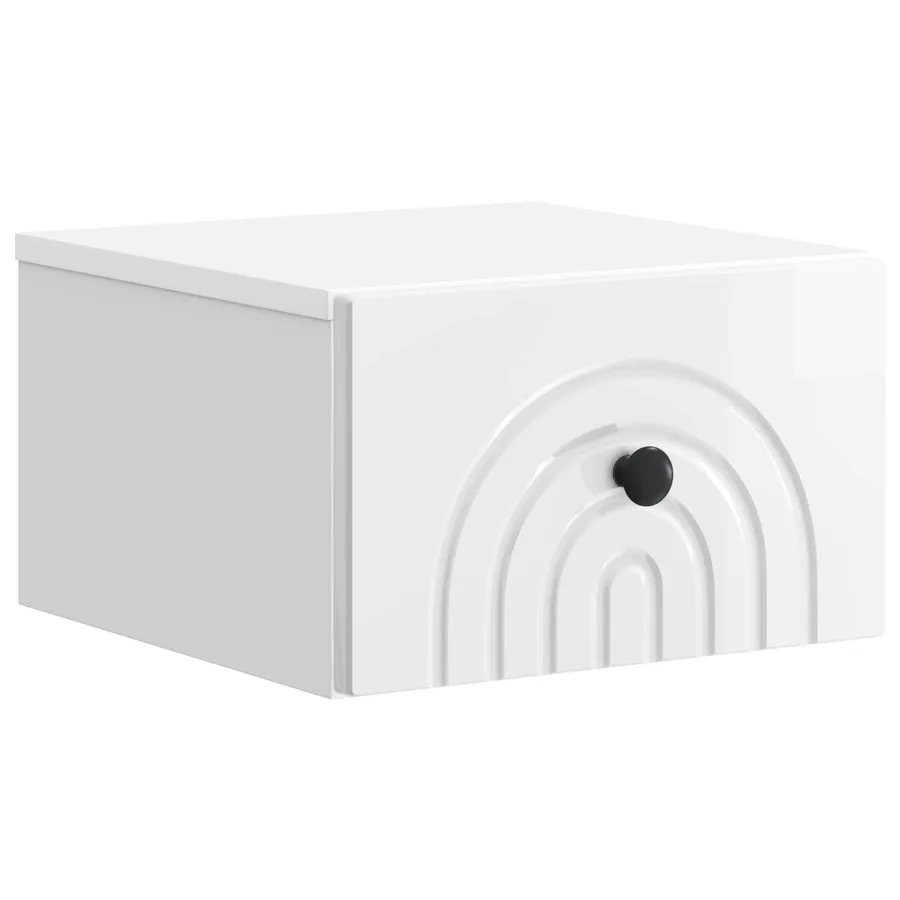 Cabinet de chevet mural Blanc brillant 33 x 34,5 x 20 cm - 2