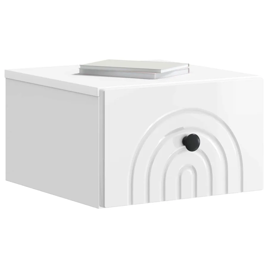 Cabinet de chevet mural Blanc brillant 33 x 34,5 x 20 cm - 3