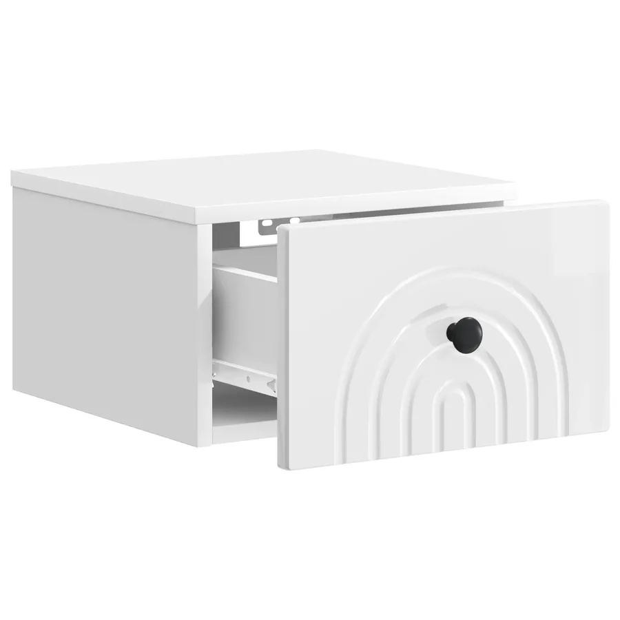 Cabinet de chevet mural Blanc brillant 33 x 34,5 x 20 cm - 4