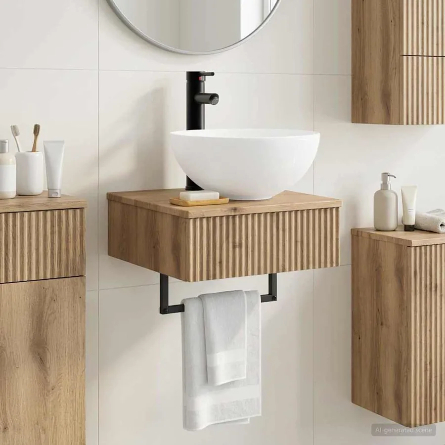 Basin de lavage mural Chêne artisanal 40 x 41 x 40,5 cm