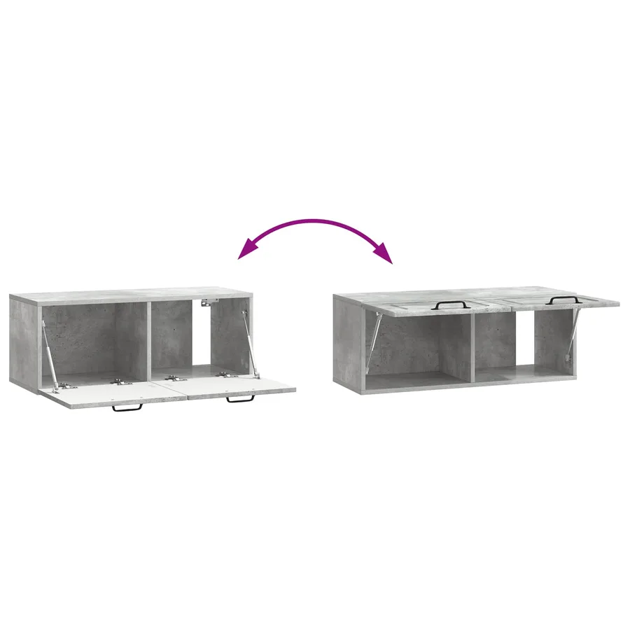 Meuble TV mural Gris béton 78,5 x 31 x 30 cm Bois d'ingénierie - 10