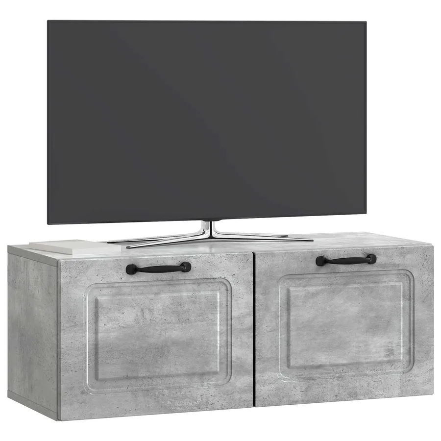 Meuble TV mural Gris béton 78,5 x 31 x 30 cm Bois d'ingénierie - 3