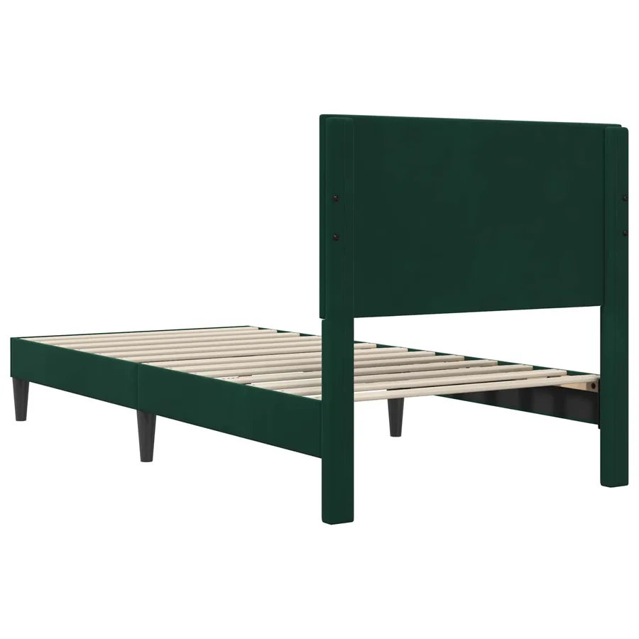 Cadre de lit avec tête de lit Vert foncé 90 x 190 cm Velours - 6