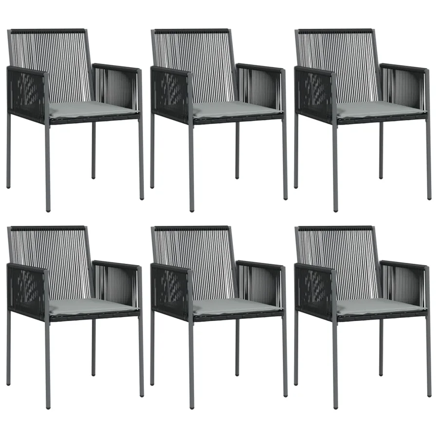 Ensemble à manger de jardin coussins 7 pcs noir rotin et acier - 4