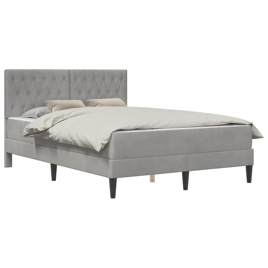 Cadre de lit avec matelas Gris clair 120 x 190 cm Velours - 2