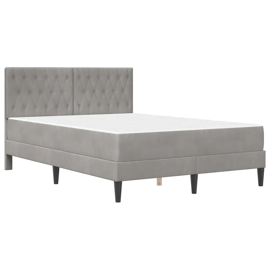 Cadre de lit avec matelas Gris clair 120 x 190 cm Velours - 3