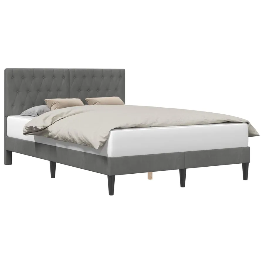 Cadre de lit avec tête de lit Gris foncé 120 x 190 cm Velours - 2