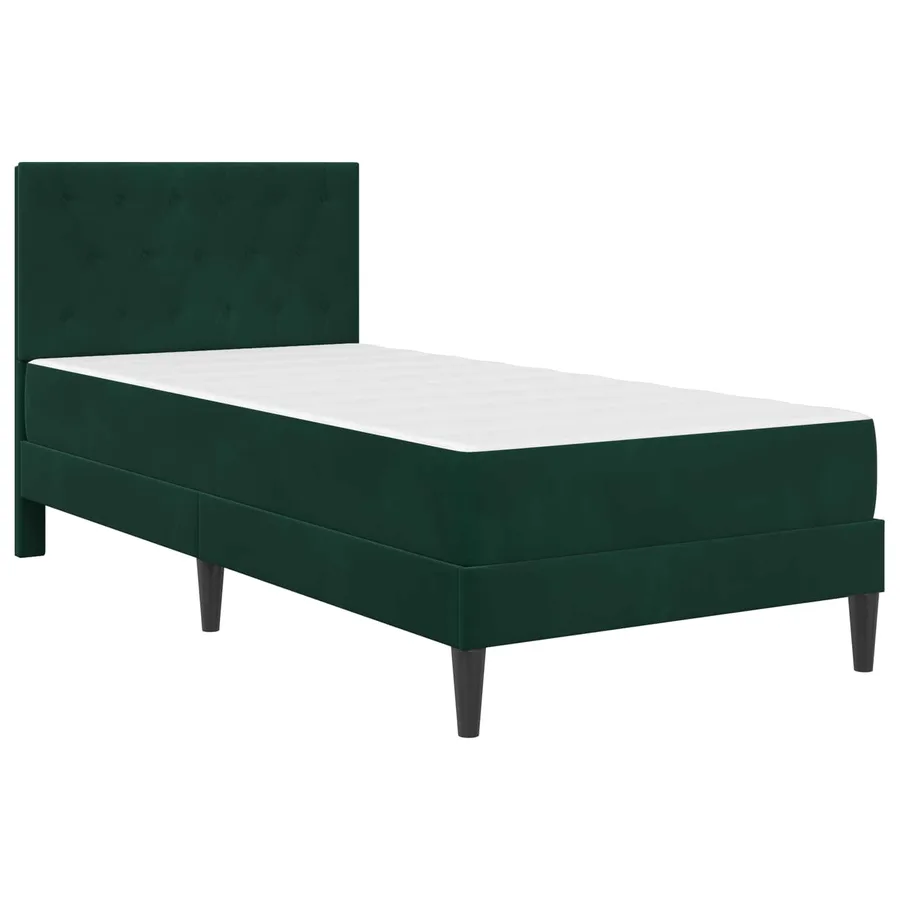 Cadre de lit avec matelas Vert foncé 90 x 190 cm Velours - 3