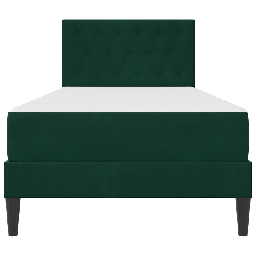 Cadre de lit avec matelas Vert foncé 90 x 190 cm Velours - 6