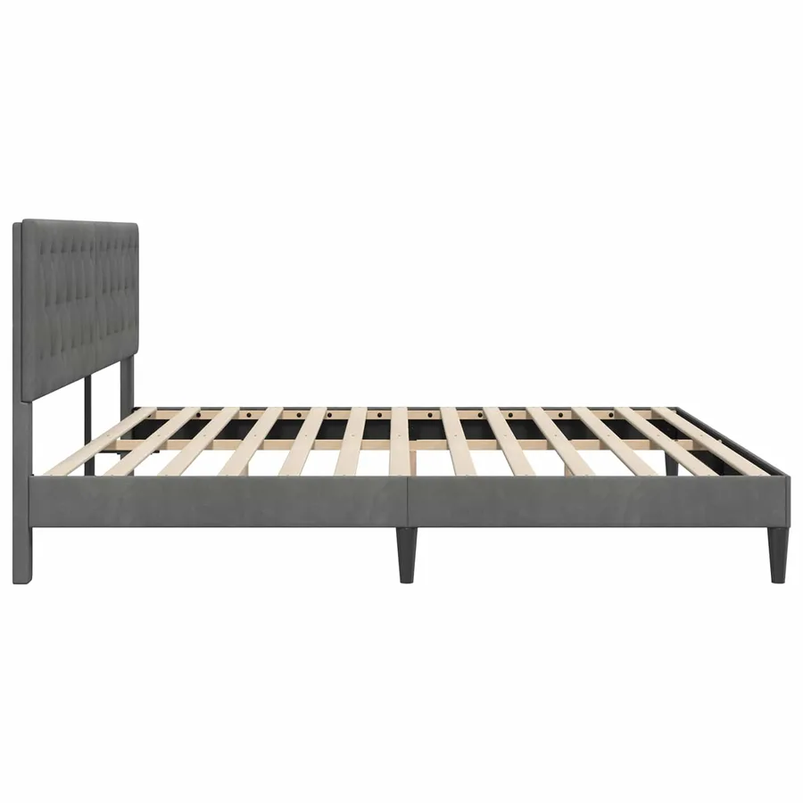 Cadre de lit avec tête de lit Gris foncé 200 x 200 cm Velours - 5