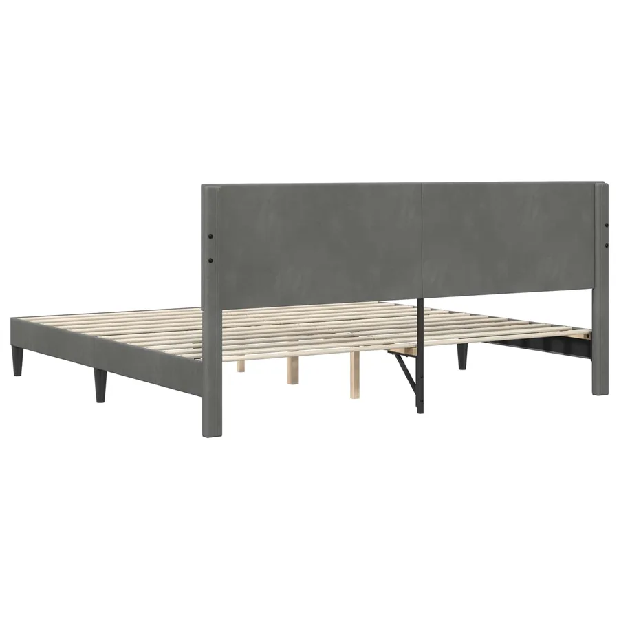Cadre de lit avec tête de lit Gris foncé 200 x 200 cm Velours - 6