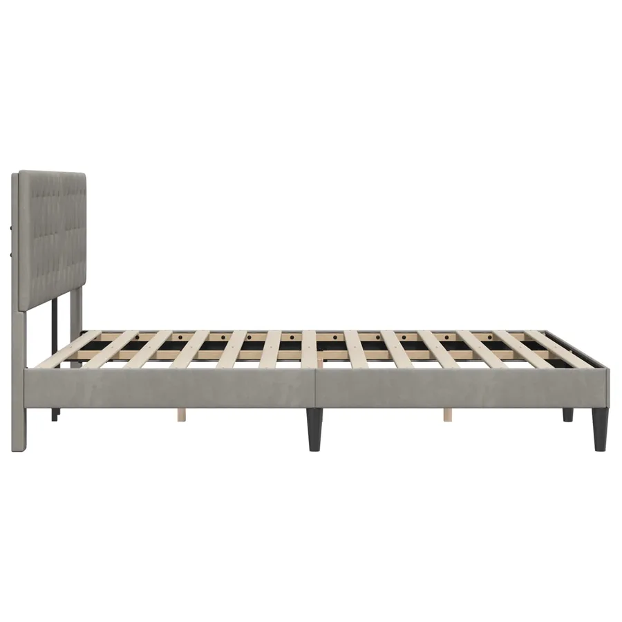 Cadre de lit avec tête de lit Gris clair 140 x 200 cm Velours - 5