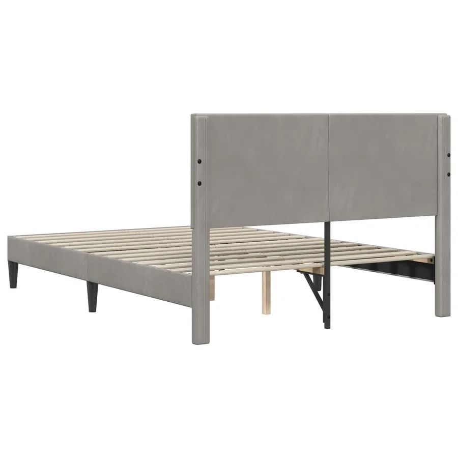 Cadre de lit avec tête de lit Gris clair 140 x 200 cm Velours - 6