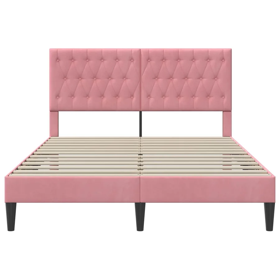 Cadre de lit avec tête de lit Rose 120 x 190 cm Velours - 4