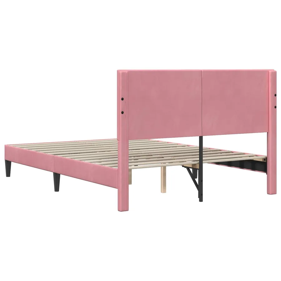 Cadre de lit avec tête de lit Rose 120 x 190 cm Velours - 6