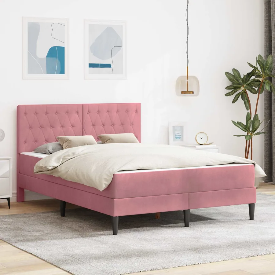 Cadre de lit avec matelas Rose 140 x 200 cm Velours