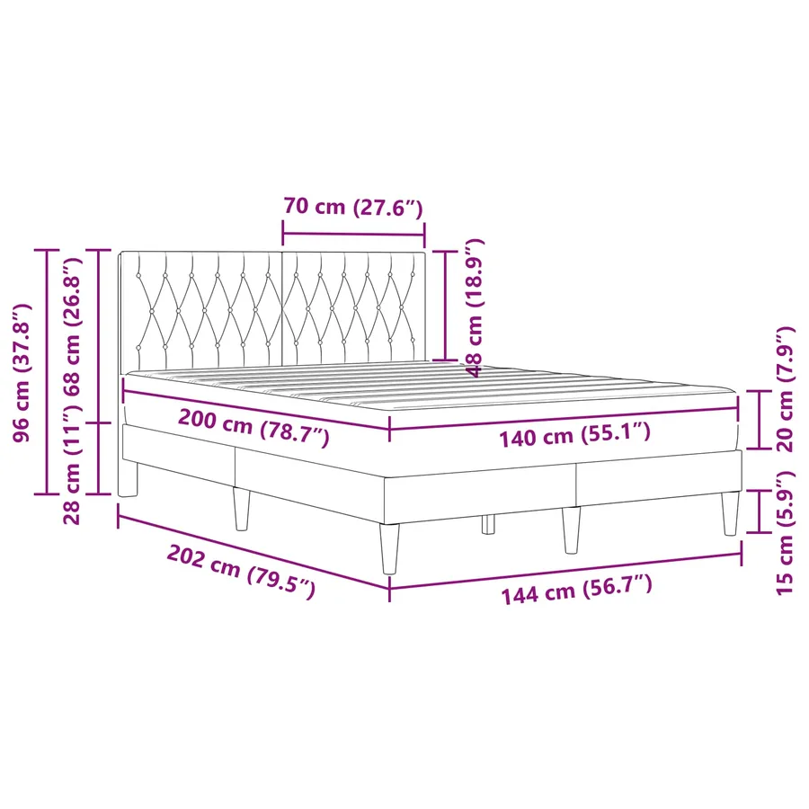 Cadre de lit avec matelas Rose 140 x 200 cm Velours - 11