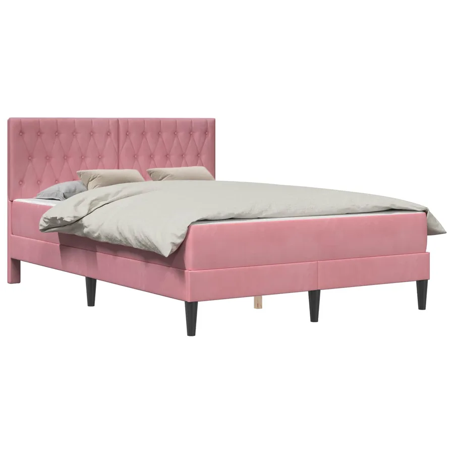 Cadre de lit avec matelas Rose 140 x 200 cm Velours - 2