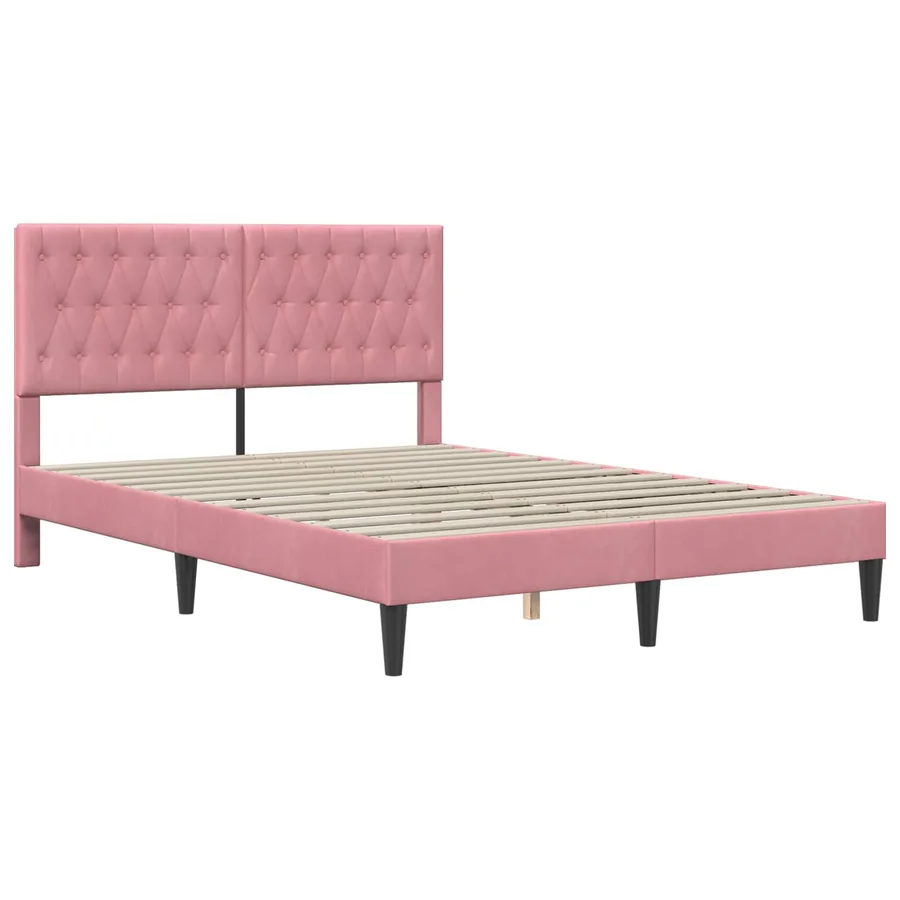 Cadre de lit avec matelas Rose 140 x 200 cm Velours - 4