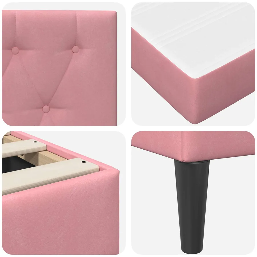 Cadre de lit avec matelas Rose 140 x 200 cm Velours - 9