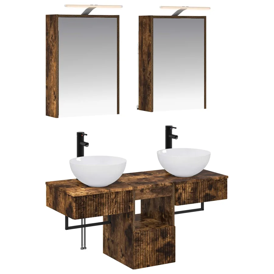Ensemble d'armoire de salle de bain 5 pcs Chêne fumé - 2