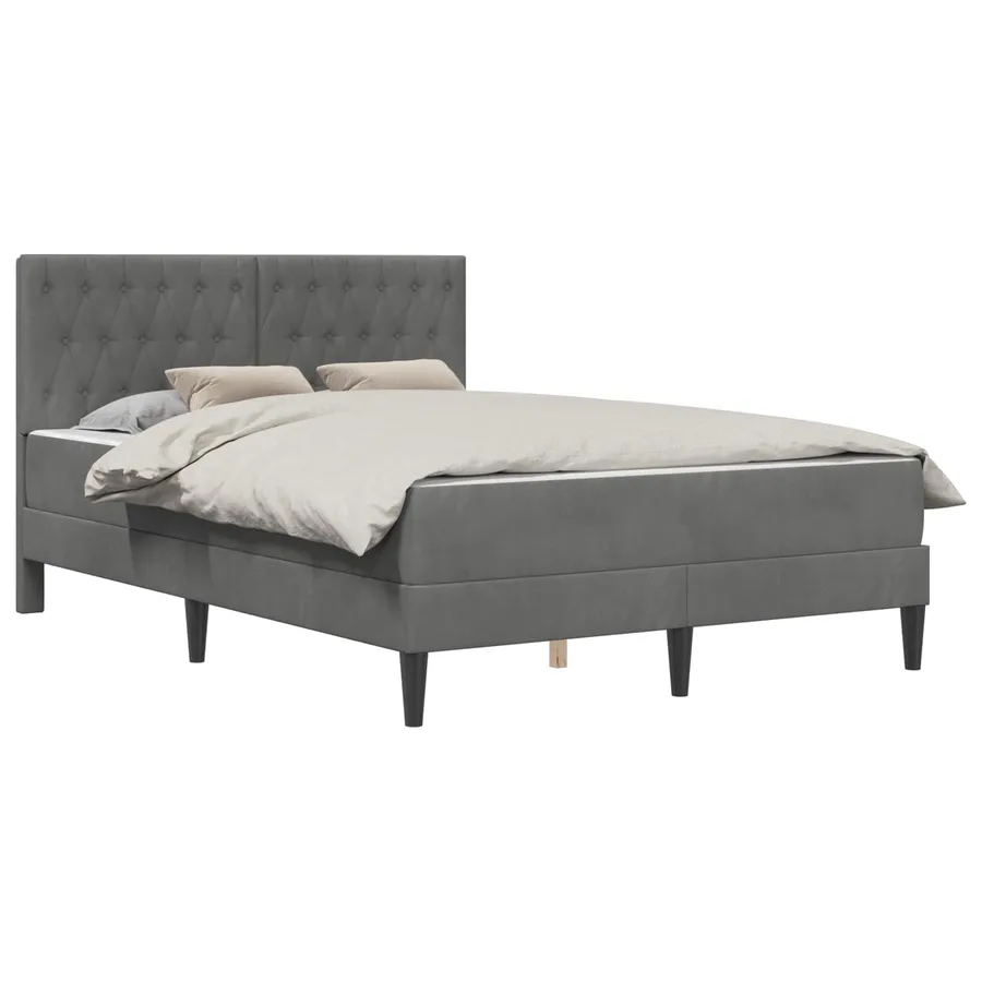 Cadre de lit avec matelas Gris foncé 140 x 200 cm Velours - 2