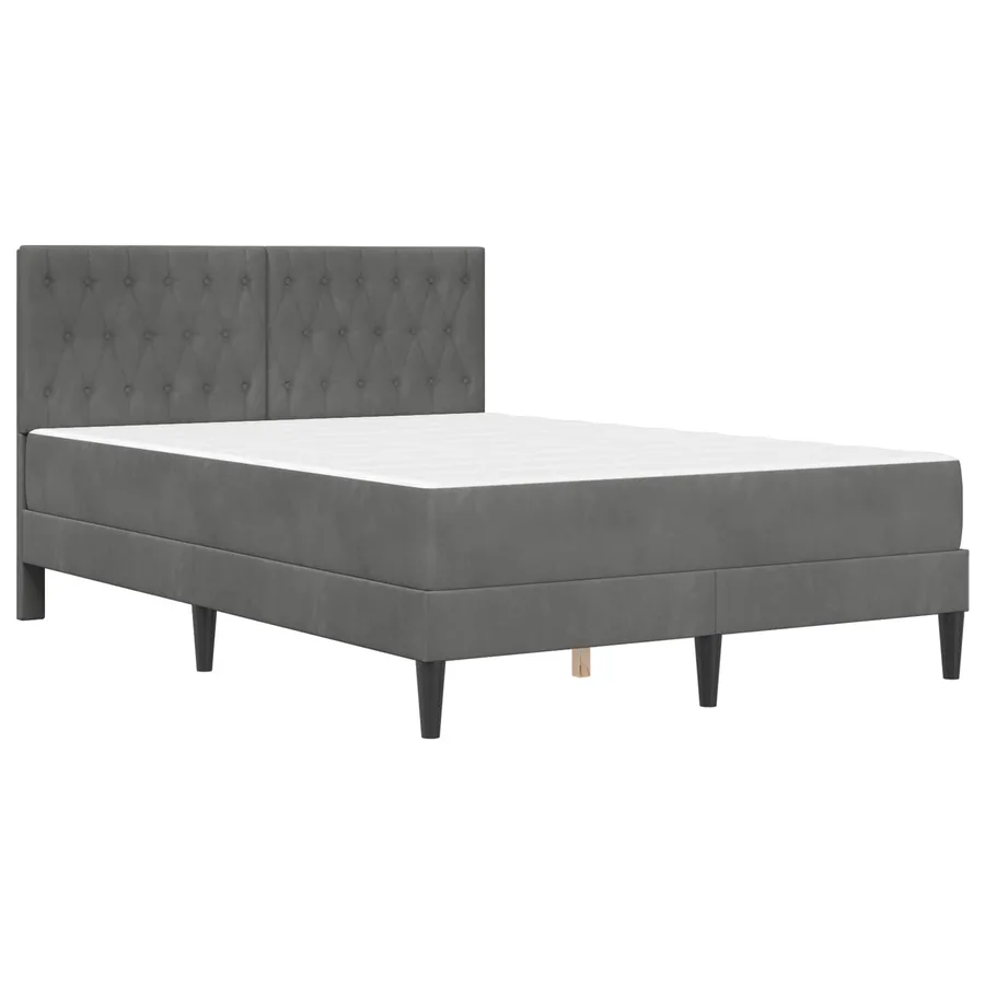 Cadre de lit avec matelas Gris foncé 140 x 200 cm Velours - 3
