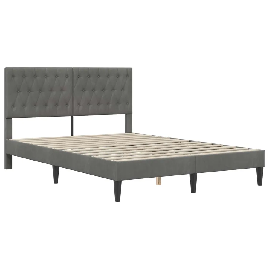 Cadre de lit avec matelas Gris foncé 140 x 200 cm Velours - 4