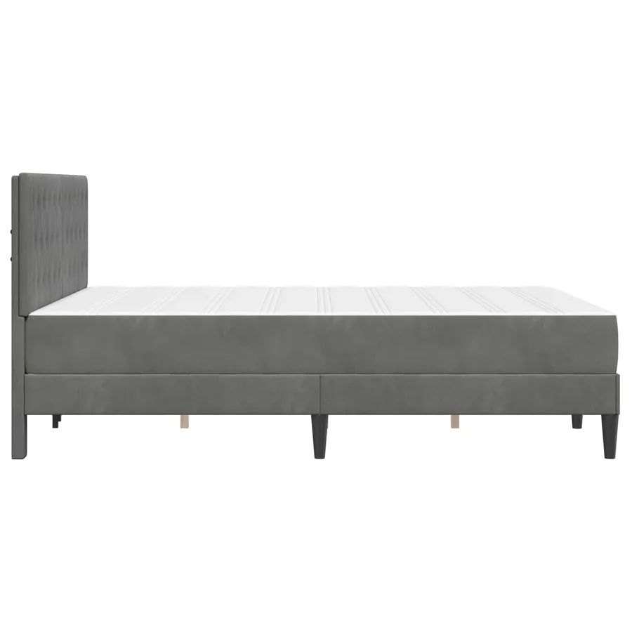 Cadre de lit avec matelas Gris foncé 140 x 200 cm Velours - 7