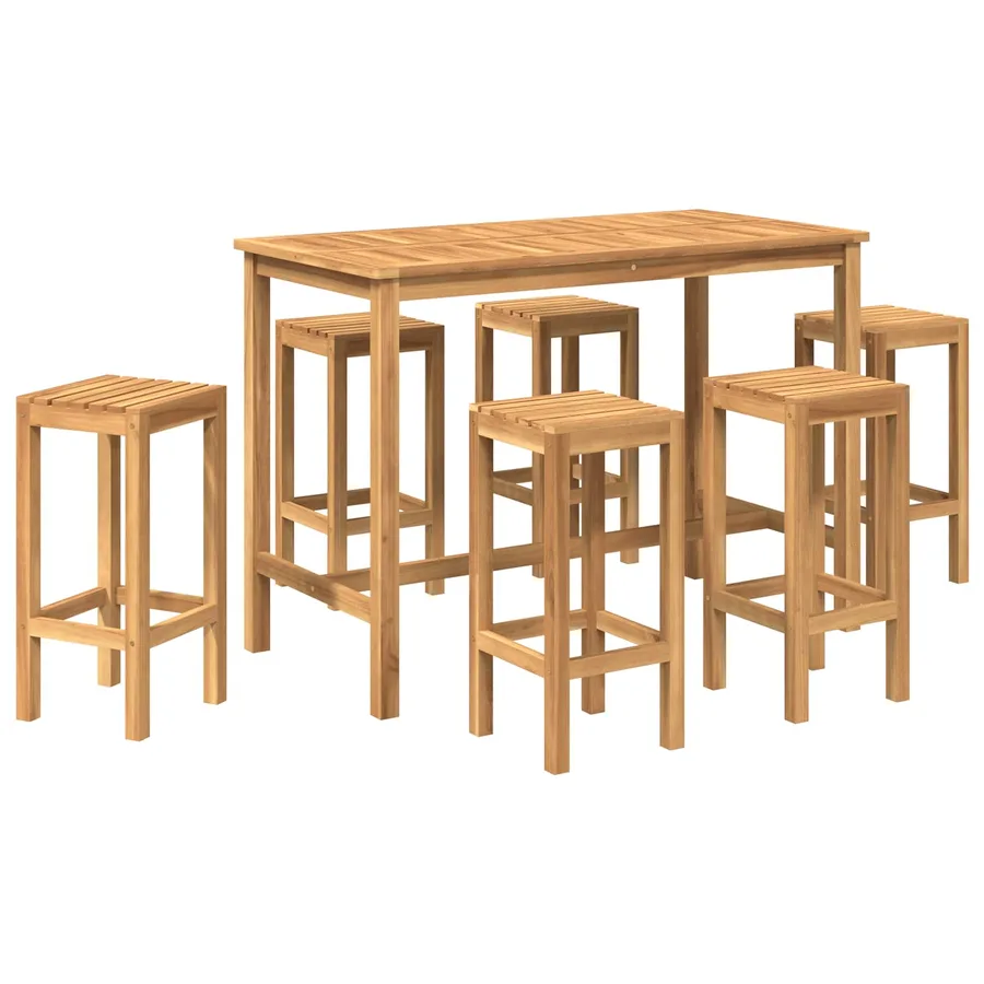 Ensemble de bar extérieur 7 pcs Naturel Bois de teck massif - 2
