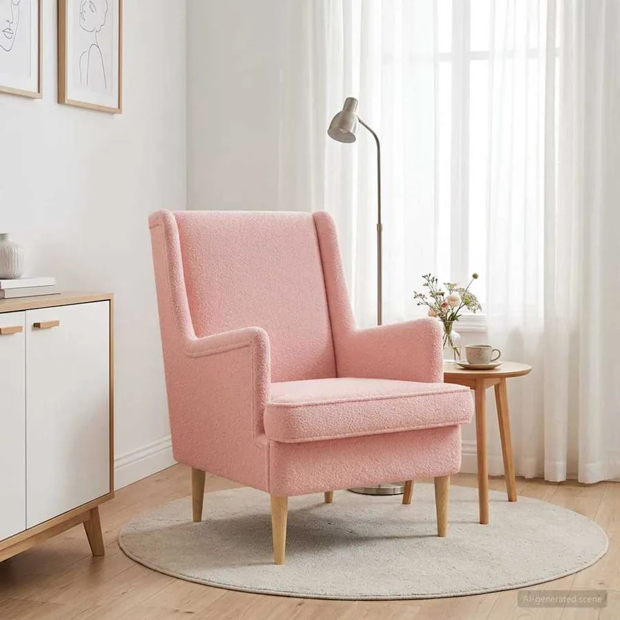Fauteuil Rose Bouclé