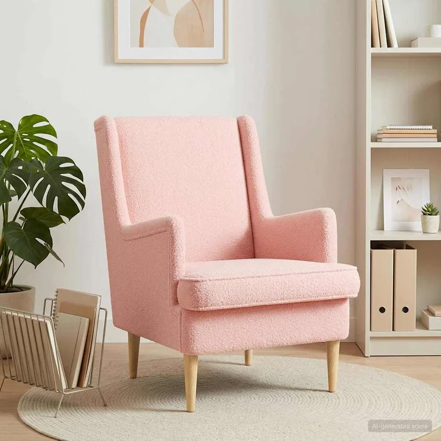 Fauteuil Rose Bouclé - 3