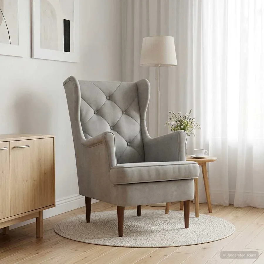 Fauteuil Gris clair Velours - 3