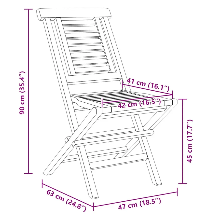 Chaises de jardin pliantes lot de 8 47x63x90cm bois massif teck - 5