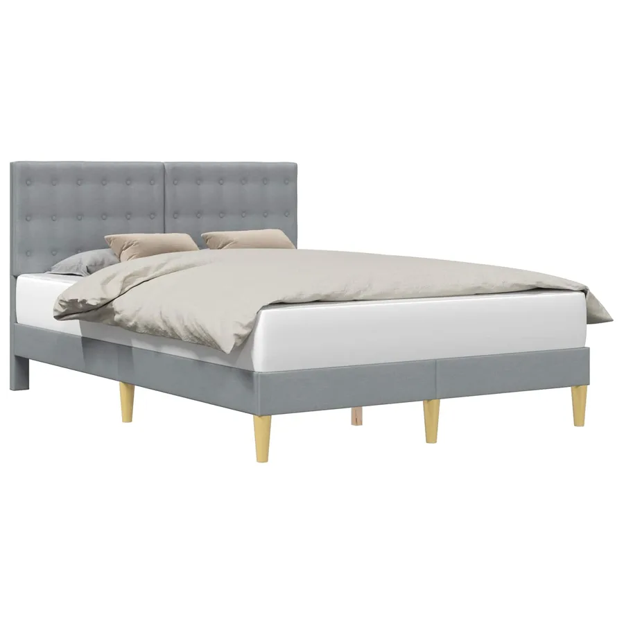 Cadre de lit avec tête de lit Gris clair 140 x 200 cm Tissu - 2