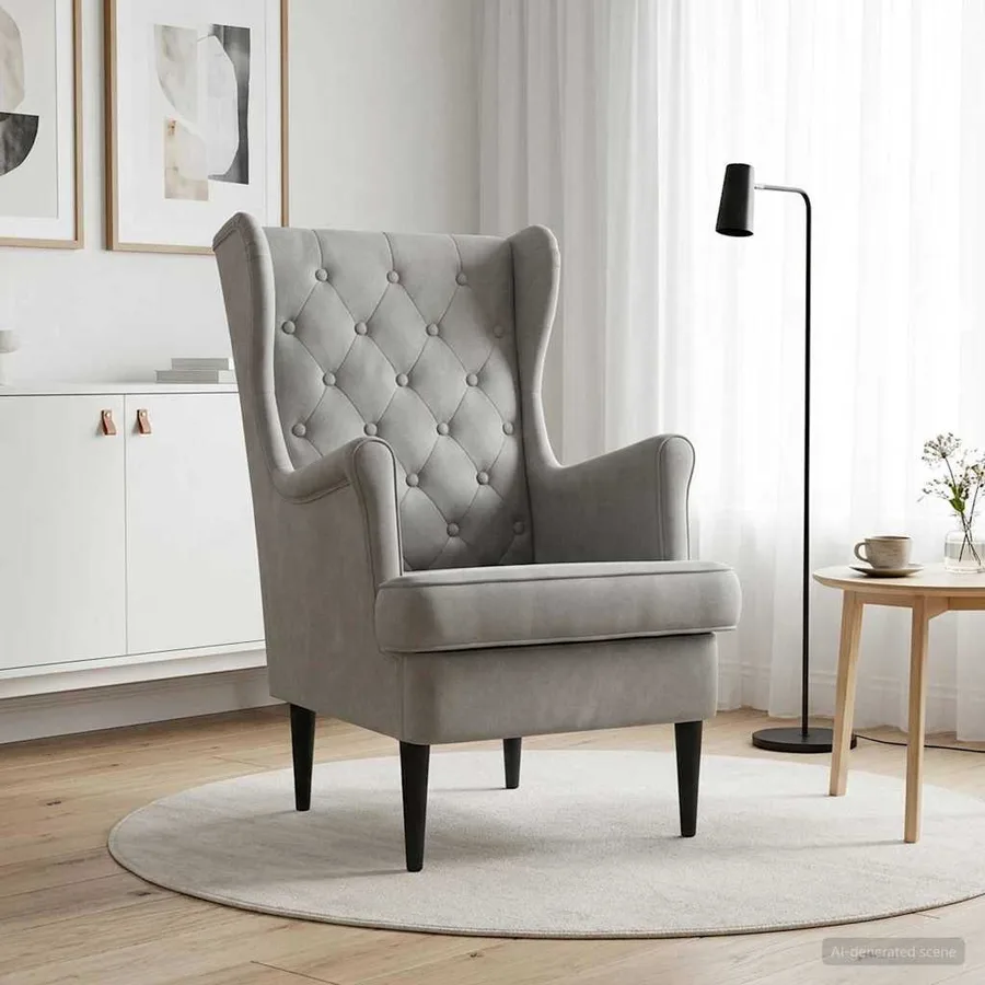 Fauteuil Gris clair Velours - 3