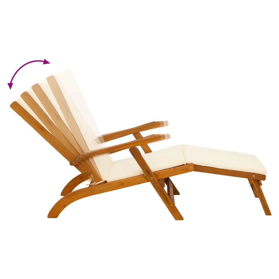 Chaise longue inclinable et pliable 3 pcs Crème blanc - 11