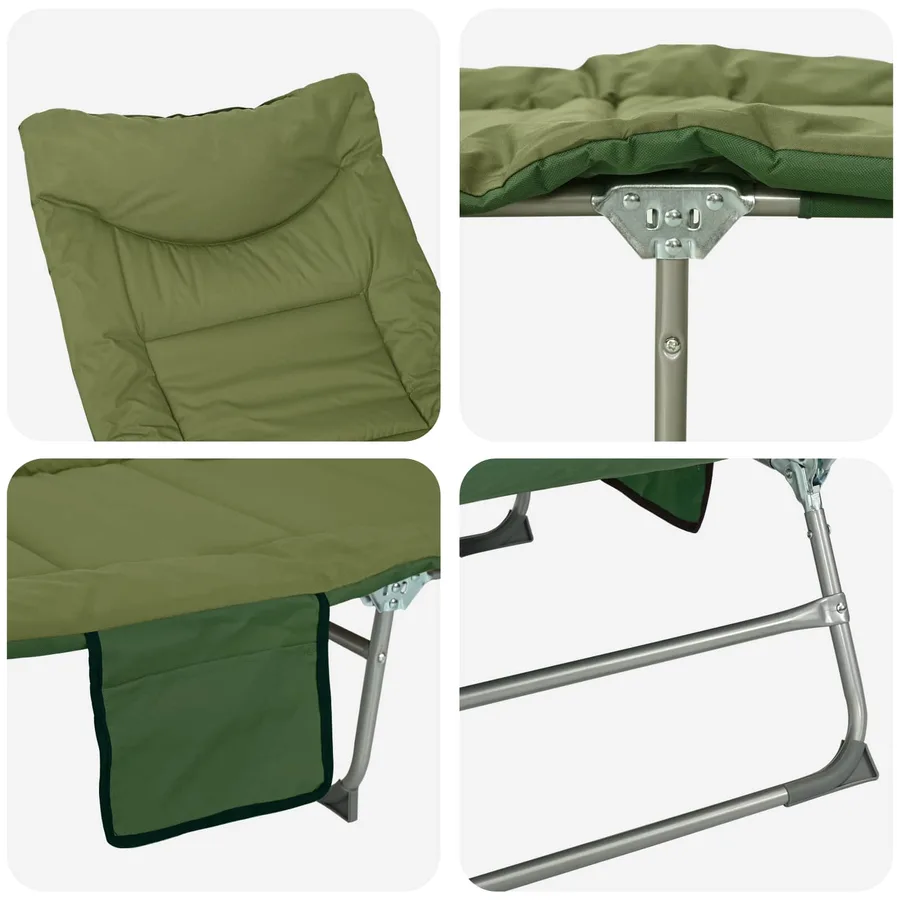 Transat pliant avec coussin Vert foncé - 21