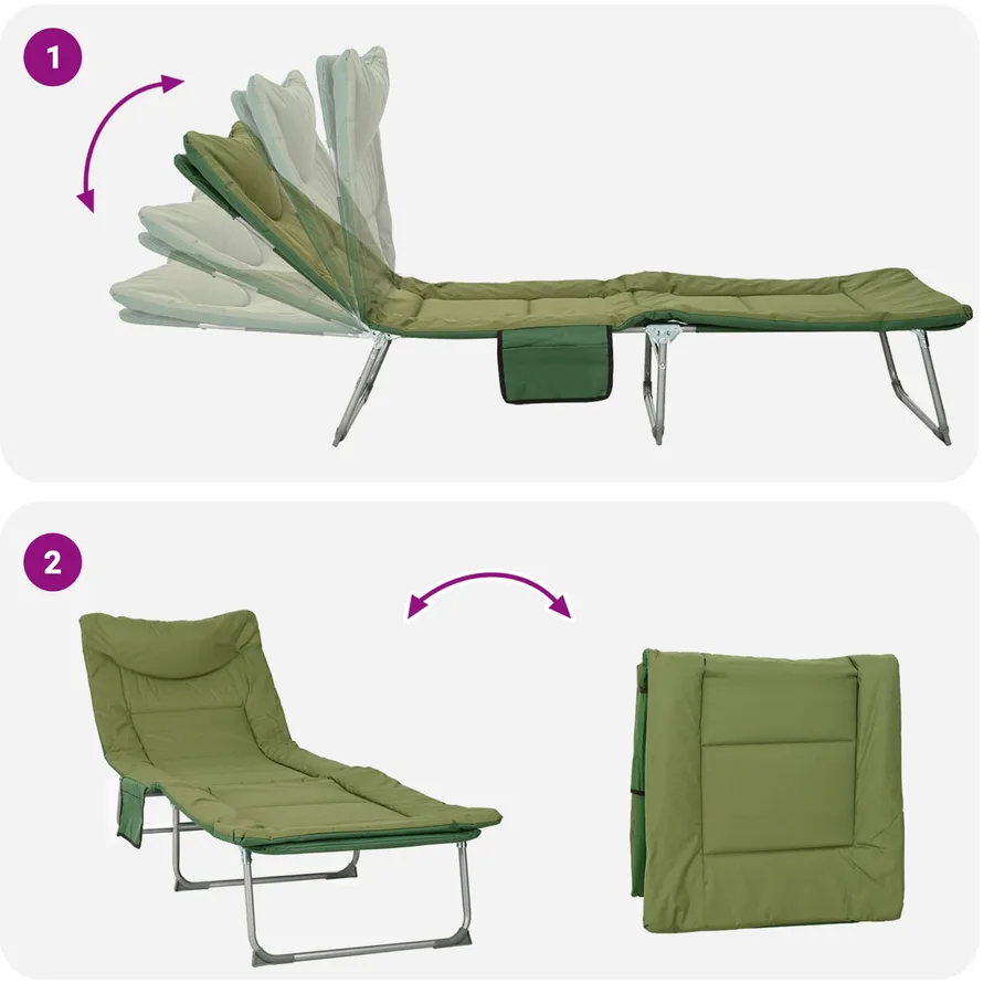 Transat pliant avec coussin Vert foncé - 22