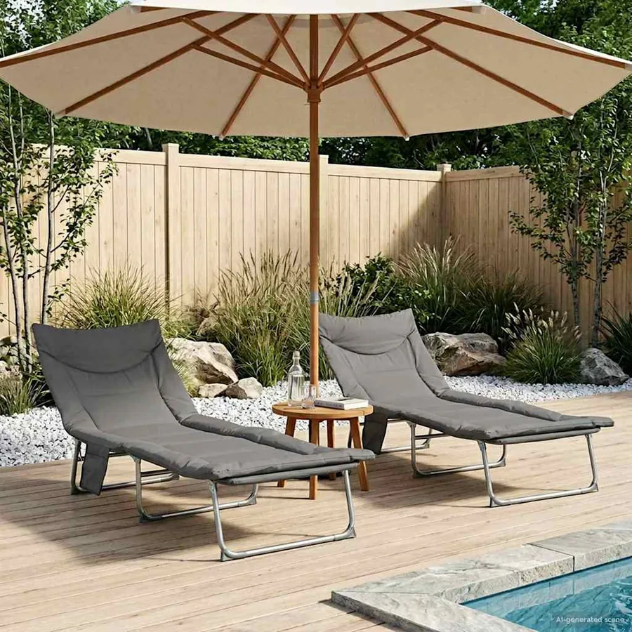 Transat pliant avec coussin Vert foncé - 26