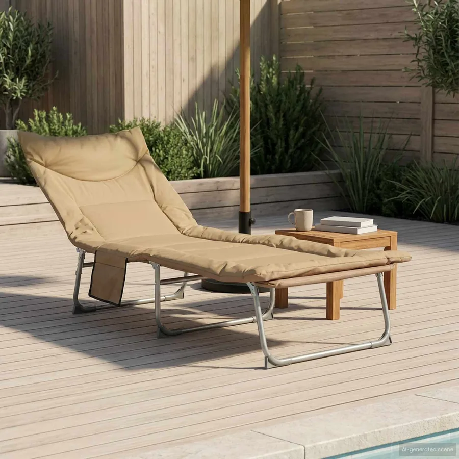 Transat pliant avec coussin Vert foncé - 41