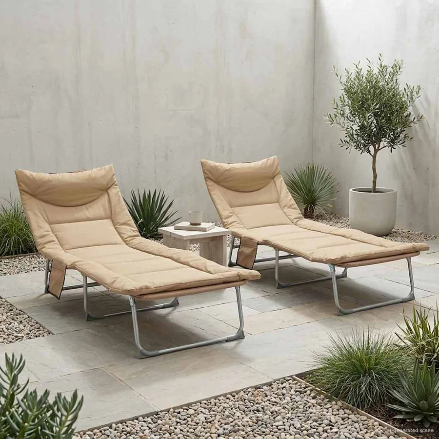 Transat pliant avec coussin Vert foncé - 64