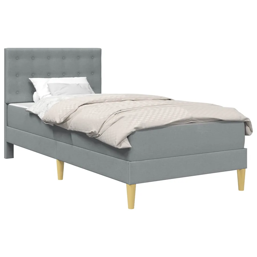 Cadre de lit avec matelas Gris clair 90 x 190 cm Tissu - 2
