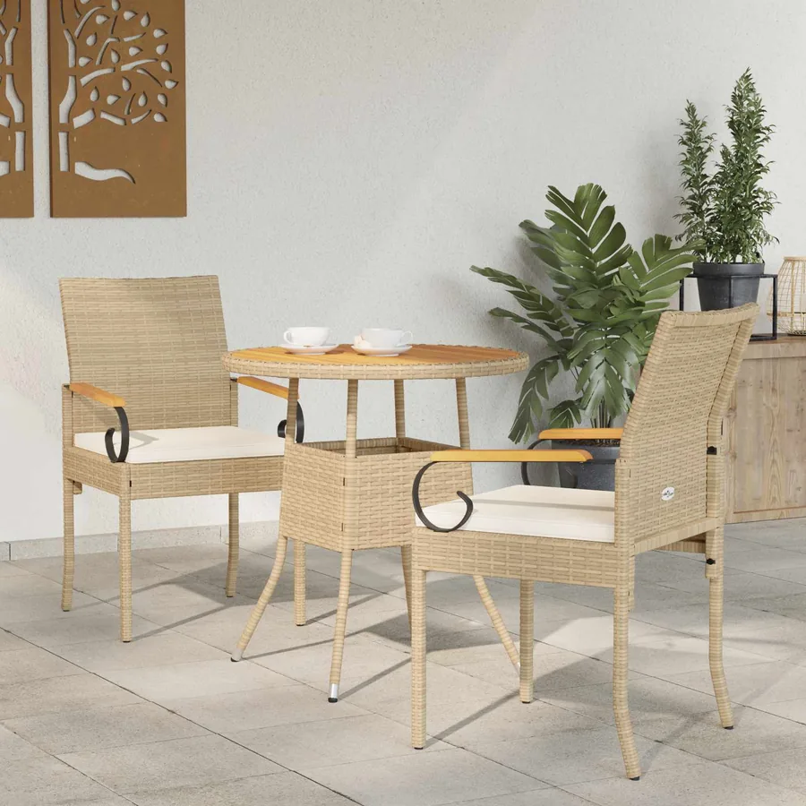 Chaises de jardin avec coussin 2 pcs Beige et blanc crème