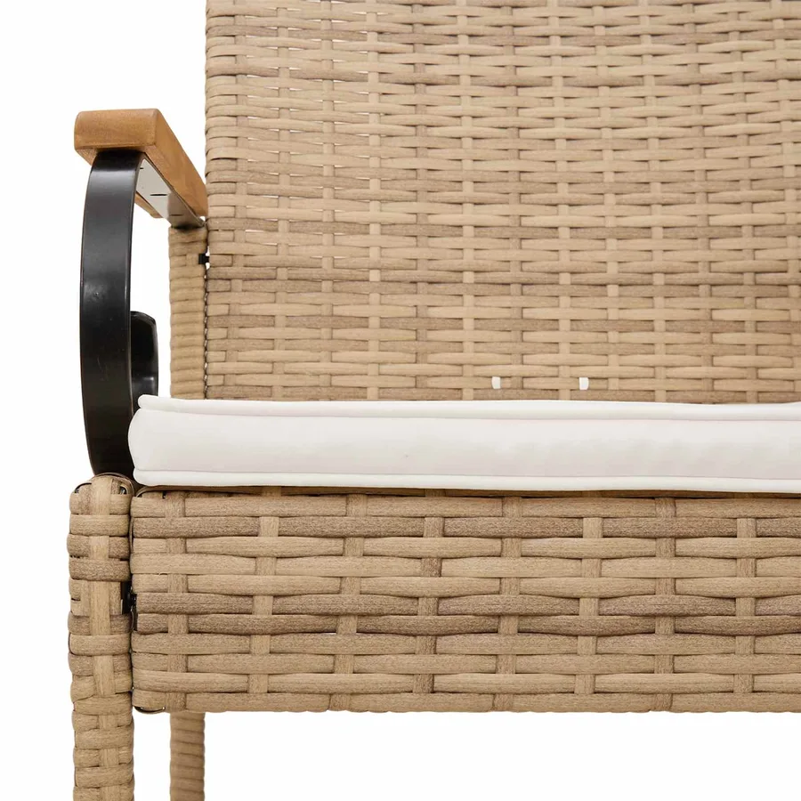 Chaises de jardin avec coussin 2 pcs Beige et blanc crème - 10