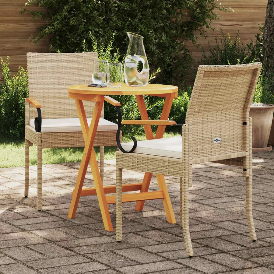 Chaises de jardin avec coussin 2 pcs Beige et blanc crème - 3