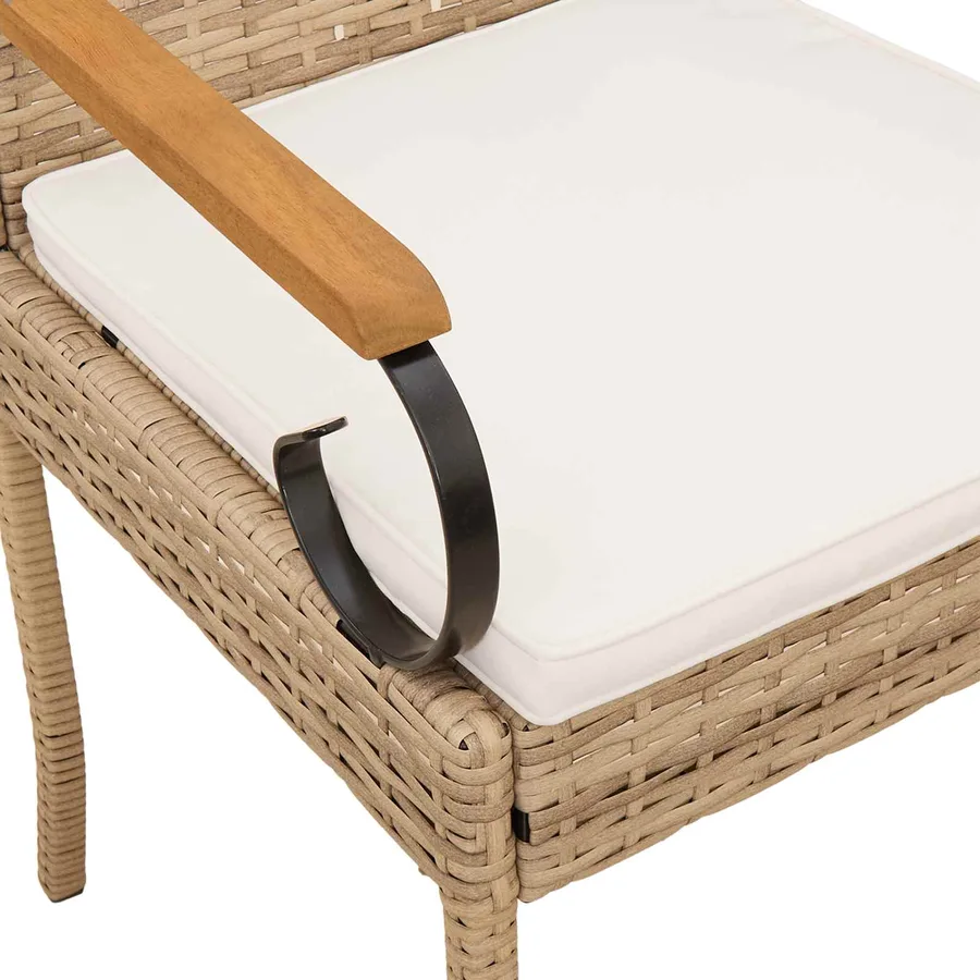 Chaises de jardin avec coussin 2 pcs Beige et blanc crème - 9
