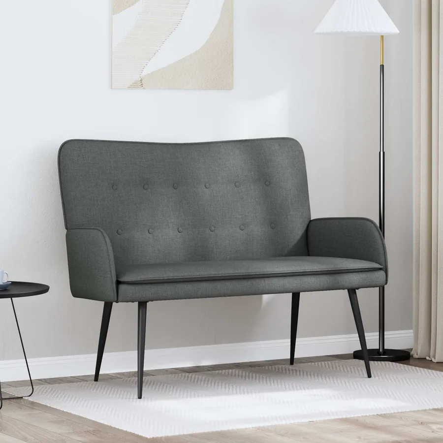 Sofa 2 places Gris foncé 115 x 61 x 87 cm Tissu