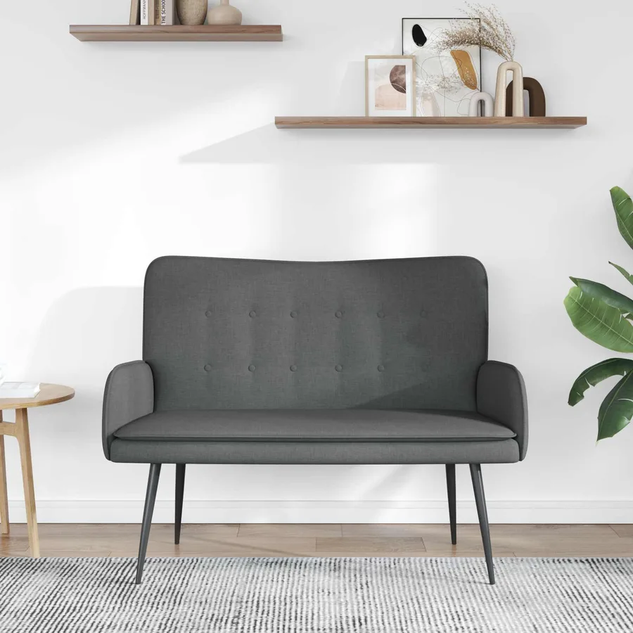 Sofa 2 places Gris foncé 115 x 61 x 87 cm Tissu - 3